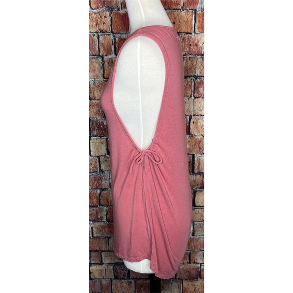 Fabletics Kaya Tank Top Sleeveless Pink Terracotta Ruched Side Tie Women's Small - Picture 4 of 5